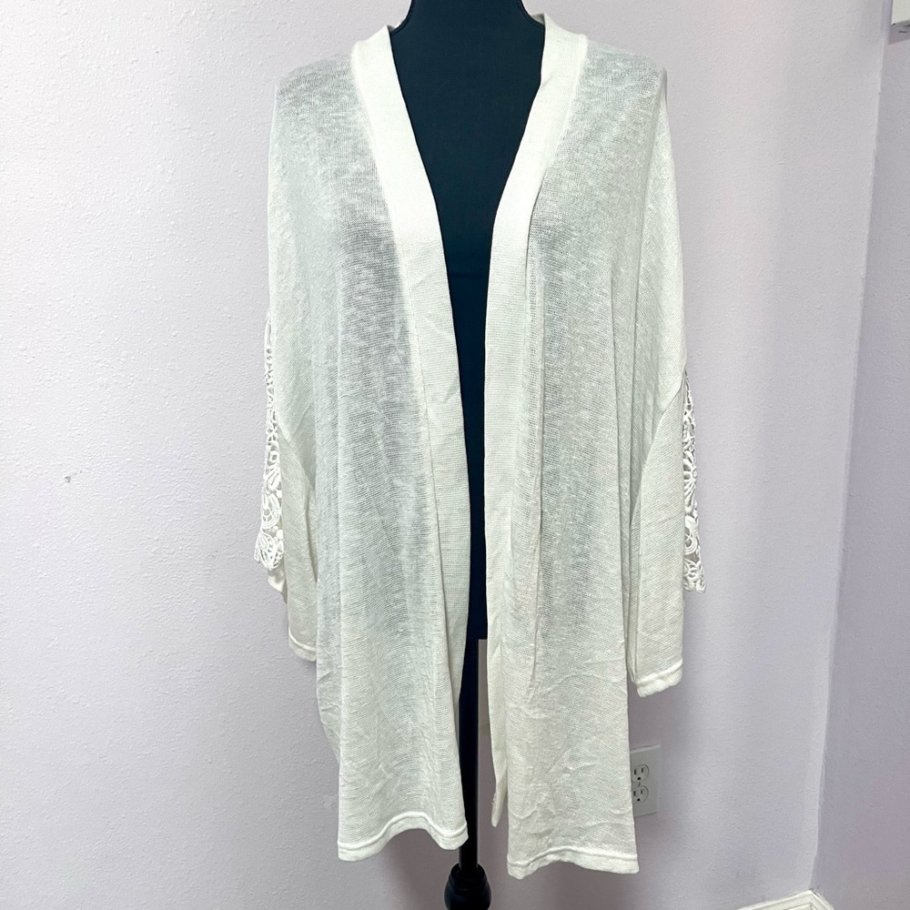 NEWH&M‎ White Long Open-Front Cardigan
